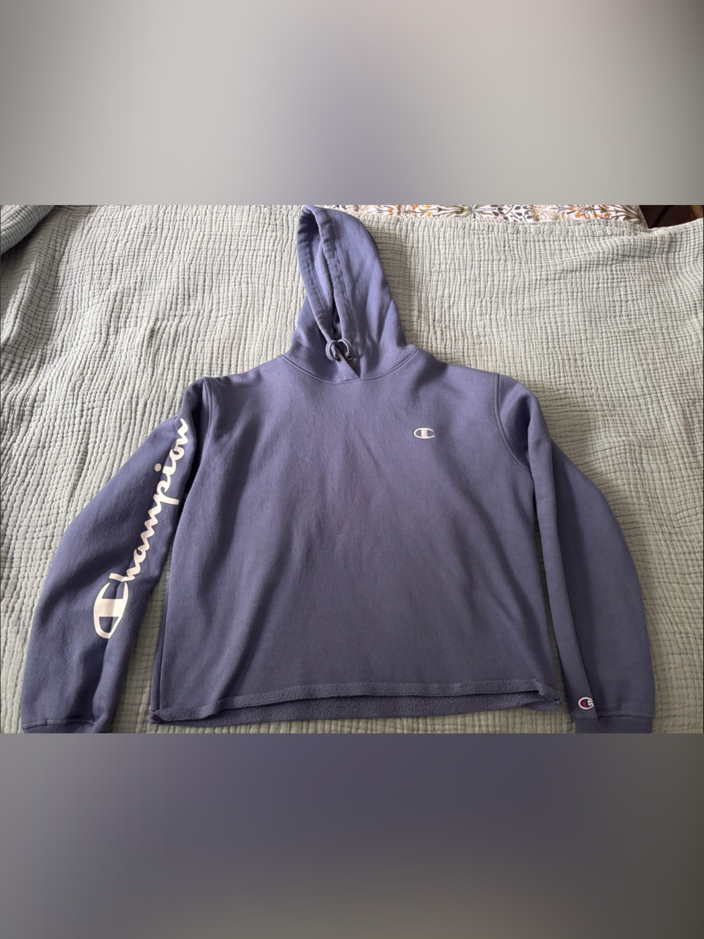 Champion Lavender/Purple Hooded Sweatshirt with Script Sleeve Logo